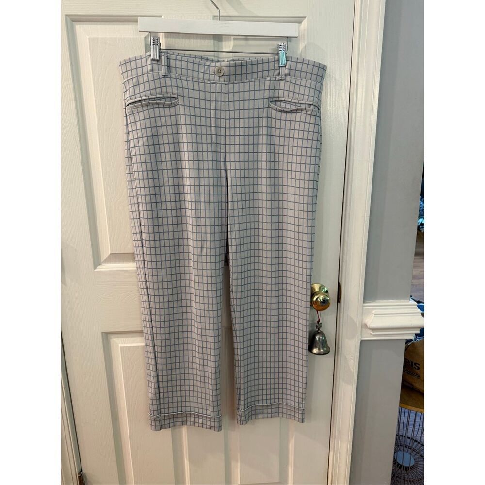 Betabrand Light Blue Windowpane Pull On Cuffed Pants sz XXL EUC